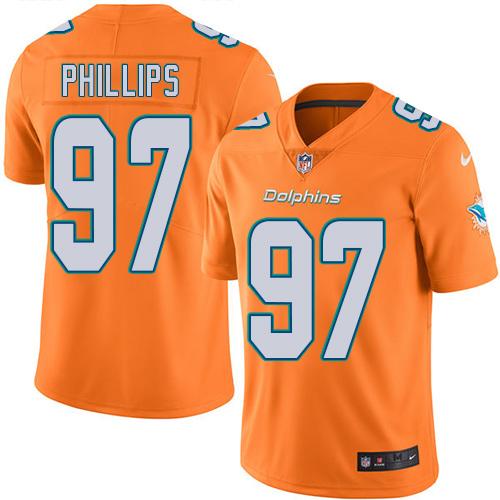 Miami Dolphins #97 Jordan Phillips Orange Youth Stitched Limited Rush Jersey Youth