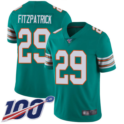 Miami Dolphins #29 Minkah Fitzpatrick Aqua Green Alternate Youth Stitched 100th Season Vapor Limited Jersey Youth