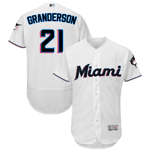 Miami Marlins #21 Curtis Granderson White Flexbase Authentic Collection Stitched Jersey Men's