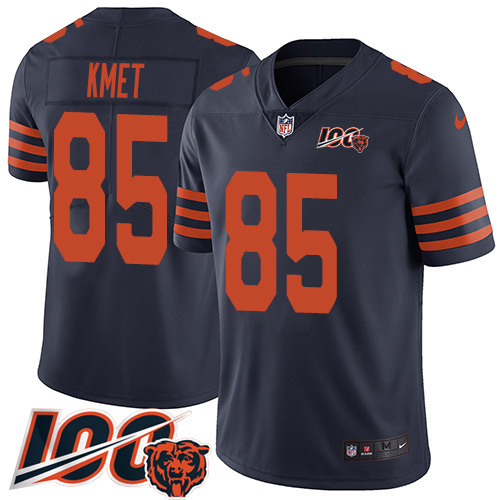 Chicago Bears #85 Cole Kmet Navy Blue Alternate Men's Stitched 100th Season Vapor Untouchable Limited Jersey Men's