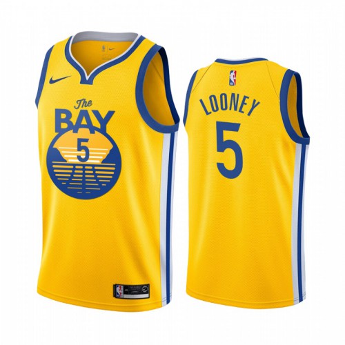 Golden State Warriors #5 Kevon Looney 2019-20 Mens Yellow The Bay City Edition Jersey Mens
