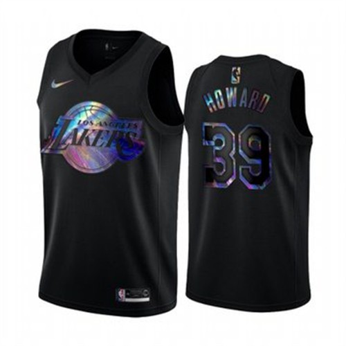Los Angeles Lakers #39 Dwight Howard Mens Iridescent Holographic Collection Jersey - Black Mens