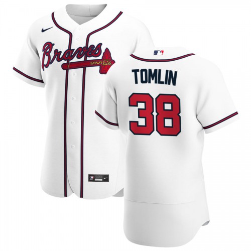 Atlanta Atlanta Braves #38 Josh Tomlin Men's White Home 2020 Authentic Player Jersey Men's