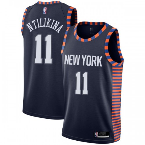 New York Knicks #11 Frank Ntilikina Navy Womens Swingman City Edition 2018/19 Jersey Womens