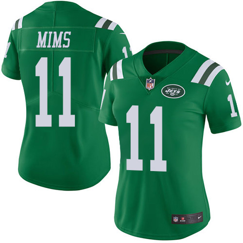 New York Jets #11 Denzel Mim Green Women's Stitched Limited Rush Jersey Womens