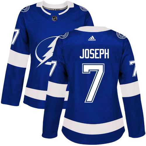 Adidas Tampa Bay Lightning #7 Mathieu Joseph Blue Home Authentic Women's Stitched Jersey Womens