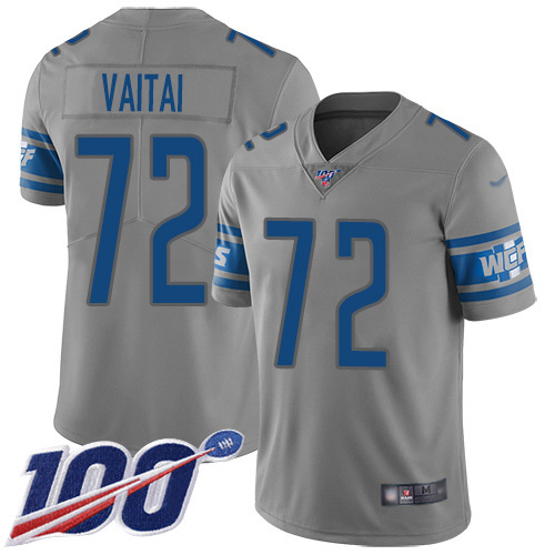 Detroit Lions #72 Halapoulivaati Vaitai Gray Men's Stitched Limited Inverted Legend 100th Season Jersey Men's