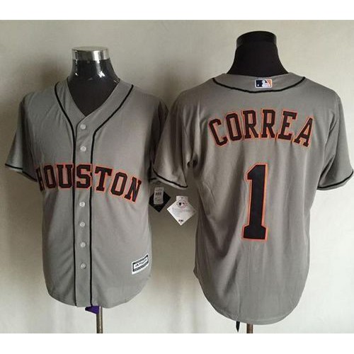 Houston Astros #1 Carlos Correa Grey New Cool Base Stitched Jersey Men's
