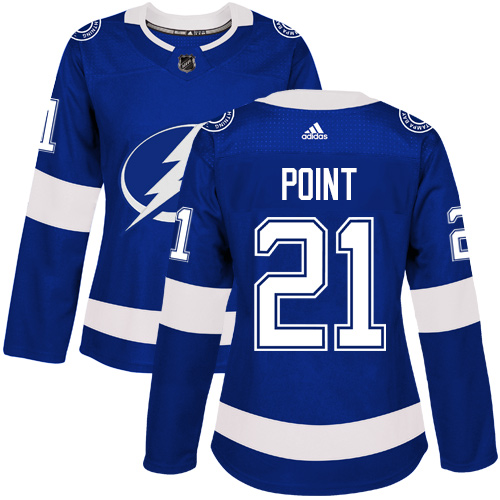 Adidas Tampa Bay Lightning #21 Brayden Point Blue Home Authentic Women's Stitched Jersey Womens