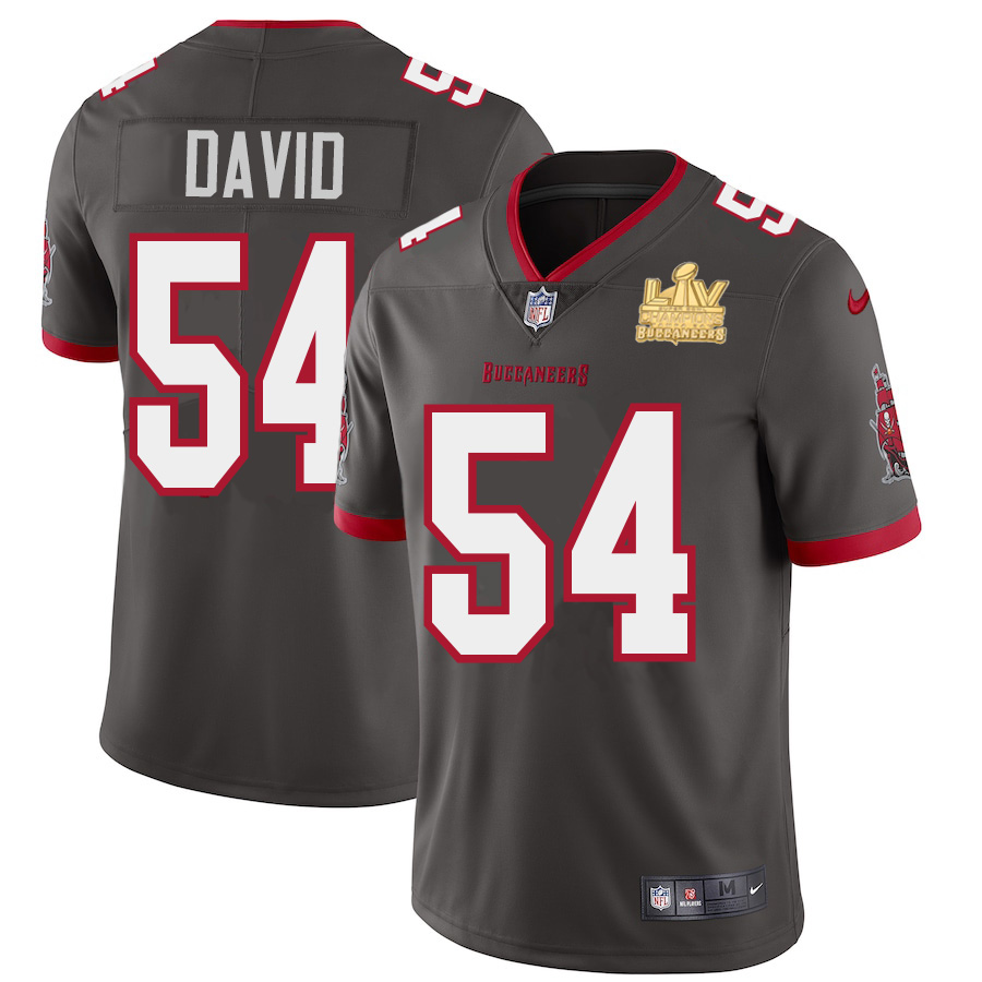 Tampa Bay Buccaneers #54 Lavonte David Youth Super Bowl LV Champions Patch Pewter Alternate Vapor Limited Jersey