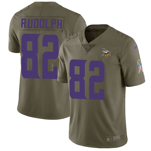Minnesota Vikings #82 Kyle Rudolph Olive Men's Stitched Limited 2017 Salute to Service Jersey Men's