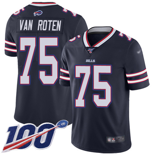 Bills #75 Greg Van Roten Navy Men's Stitched Limited Inverted Legend 100th Season Jersey