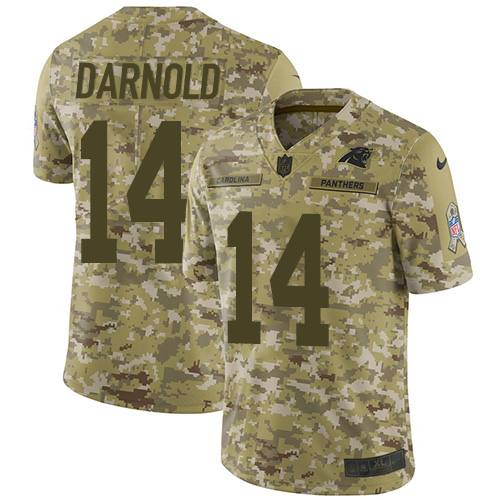 Panthers #14 Sam Darnold Camo Men's Stitched Limited 2018 Salute To Service Jersey