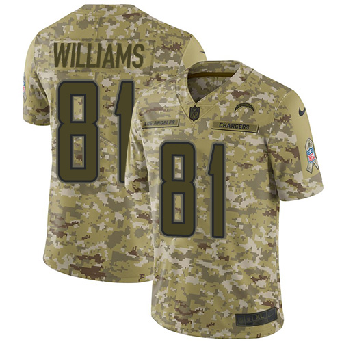 Los Angeles Chargers #81 Mike Williams Camo Youth Stitched Limited 2018 Salute to Service Jersey Youth
