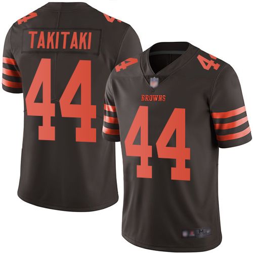 Cleveland Browns #44 Sione Takitaki Brown Men's Stitched Limited Rush Jersey Men's