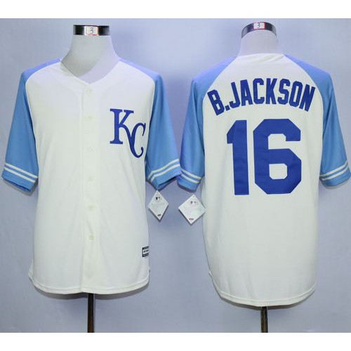 Kansas City Royals #16 Bo Jackson Cream Exclusive Vintage Stitched Jersey Men's