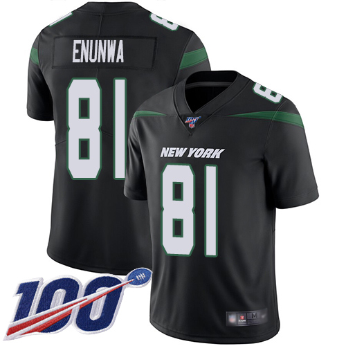 New York Jets #81 Quincy Enunwa Black Alternate Men's Stitched 100th Season Vapor Limited Jersey Men's