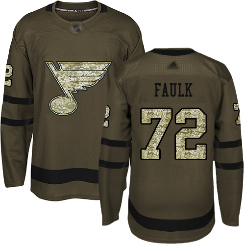 Adidas St. Louis Blues #72 Justin Faulk Green Salute to Service Stitched Jersey Men's