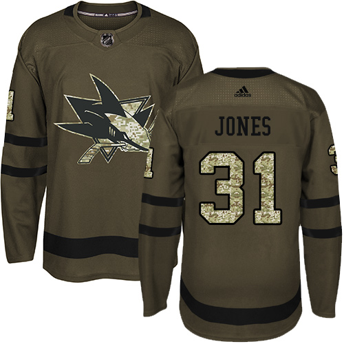 Adidas San Jose Sharks #31 Martin Jones Green Salute to Service Stitched Jersey Men's