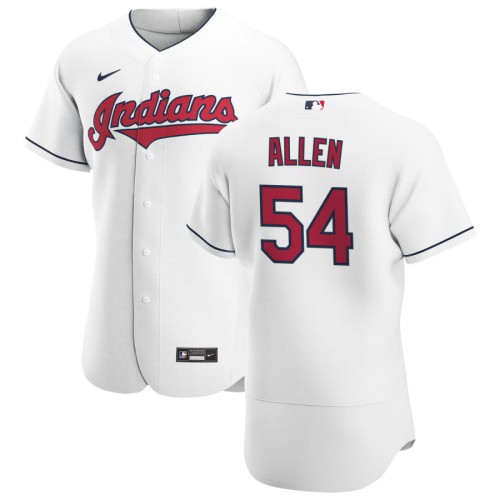Cleveland Guardians #54 Logan Allen Men's White Home 2020 Authentic Team Jersey Men's