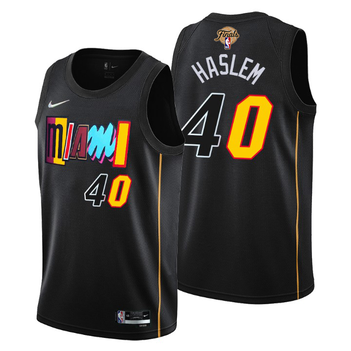 Miami Heat #40 Udonis Haslem Black 2023 Finals Patch Swingman Jersey - City Edition