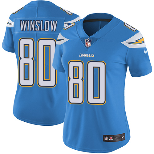 Los Angeles Chargers #80 Kellen Winslow Electric Blue Alternate Women's Stitched Vapor Untouchable Limited Jersey Womens