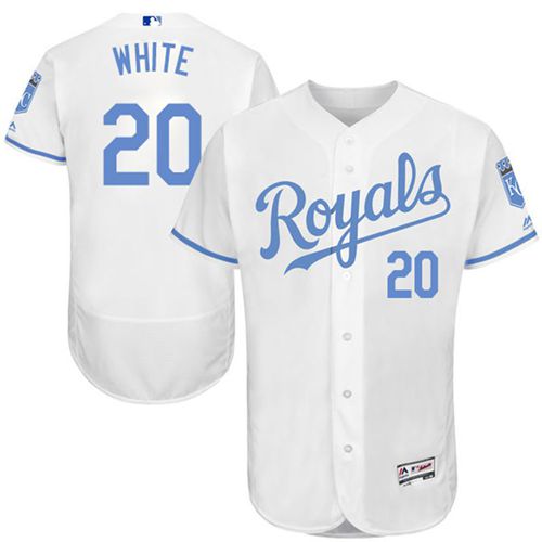 Kansas City Royals #20 Frank White White Flexbase Authentic Collection Father's Day Stitched Jersey Men's