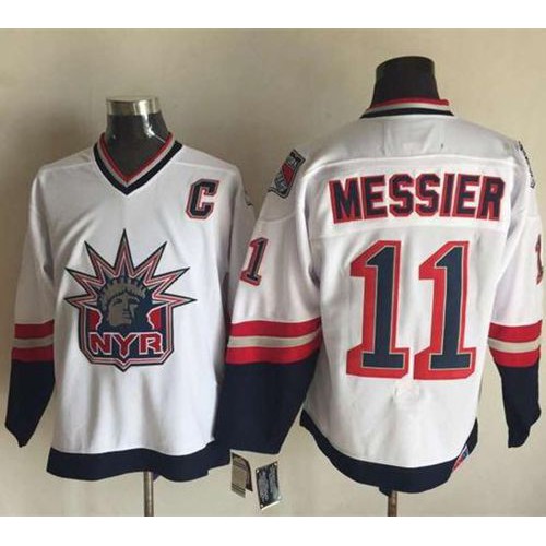 New York Rangers #11 Mark Messier White CCM Statue of Liberty Stitched Jersey Men's
