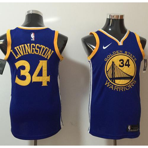 Golden State Warriors #34 Shaun Livingston Blue Swingman Icon Edition Jersey Mens