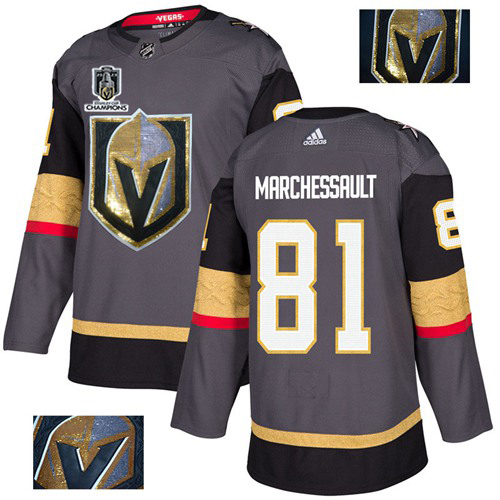Adidas Golden Knights #81 Jonathan Marchessault Grey 2023 Stanley Cup Champions Home Authentic Fashion Gold Stitched Jersey