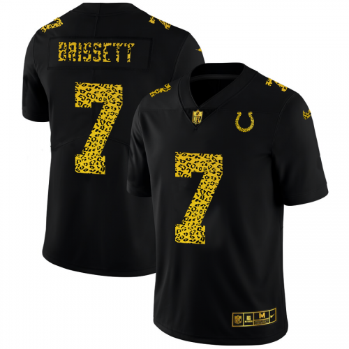 Indianapolis Indianapolis Colts #7 Jacoby Brissett Men's Leopard Print Fashion Vapor Limited Jersey Black Men's