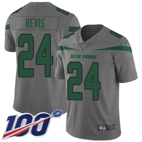 Jets #24 Darrelle Revis Gray Men's Stitched Limited Inverted Legend 100th Season Jersey