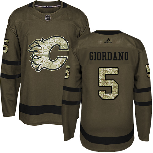 Adidas Calgary Flames #5 Mark Giordano Green Salute to Service Stitched Jersey Men's