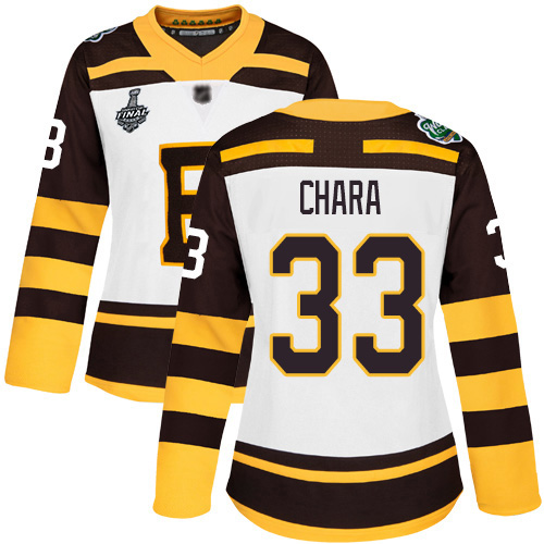 Adidas Boston Bruins #33 Zdeno Chara White Authentic 2019 Winter Classic Stanley Cup Final Bound Women's Stitched Jersey Womens