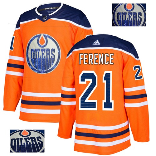 Adidas Edmonton Oilers #21 Andrew Ference Orange Home Authentic Fashion Gold Stitched Jersey Men's