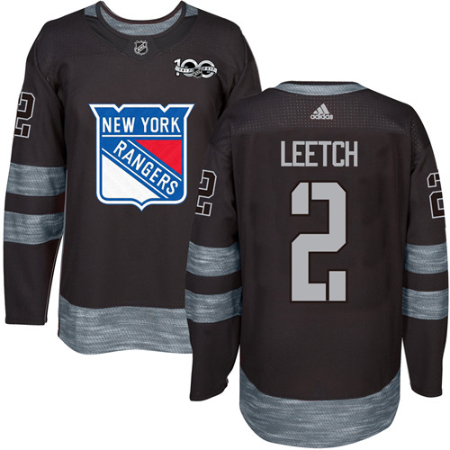 Adidas New York Rangers #2 Brian Leetch Black 1917-2017 100th Anniversary Stitched Jersey Men's