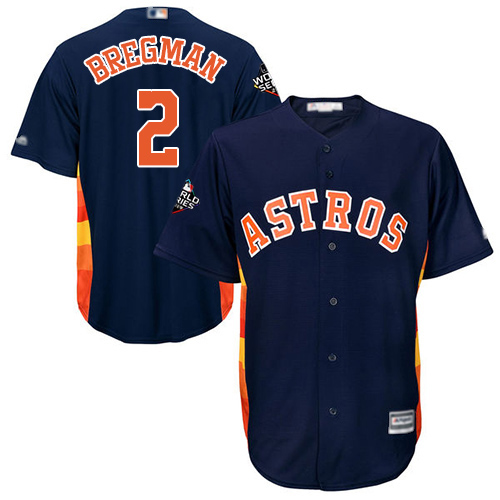 Houston Astros #2 Alex Bregman Navy Blue New Cool Base 2019 World Series Bound Stitched Jersey Men's