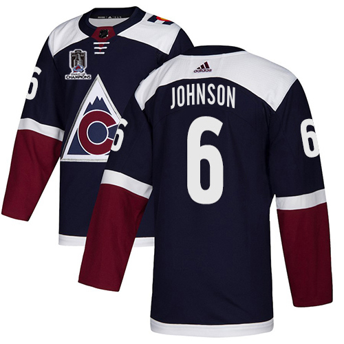 Adidas Colorado Avalanche #6 Erik Johnson Navy 2022 Stanley Cup Champions Alternate Authentic Stitched Jersey Men's