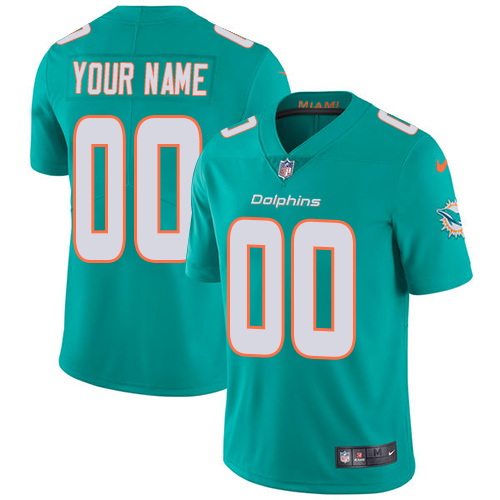 Miami Dolphins Customized Aqua Green Team Color Stitched Vapor Untouchable Limited Men's Jersey
