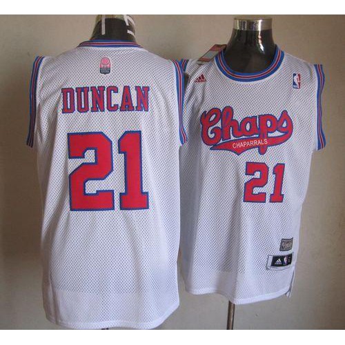 San Antonio Spurs #21 Tim Duncan White ABA Hardwood Classic Stitched Jersey Mens
