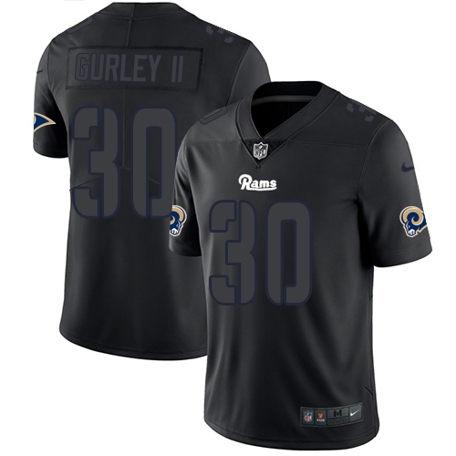 Los Angeles Rams #30 Todd Gurley II Black Men's Stitched Limited Rush Impact Jersey Men's