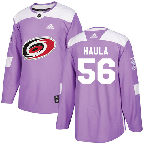 Adidas Carolina Hurricanes #56 Erik Haula Purple Authentic Fights Cancer Stitched Youth Jersey Youth
