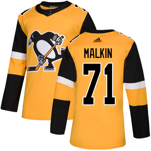 Adidas Pittsburgh Penguins #71 Evgeni Malkin Gold Alternate Authentic Stitched Youth Jersey Youth