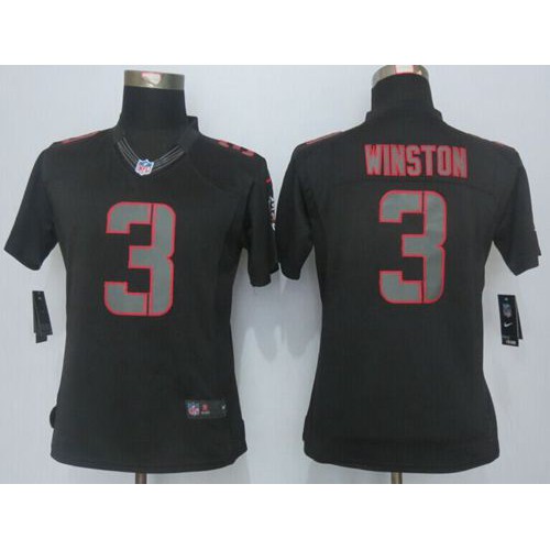 Tampa Bay Buccaneers #3 Jameis Winston Black Impact Women's Stitched Limited Jersey Womens
