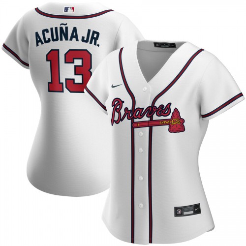 Atlanta Atlanta Braves #13 Ronald Acuna Jr. Women's Home 2020 Player Jersey White Womens