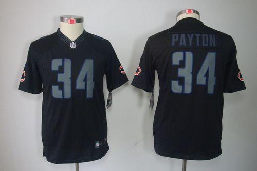 Bears #34 Walter Payton Black Impact Youth Stitched Limited Jersey