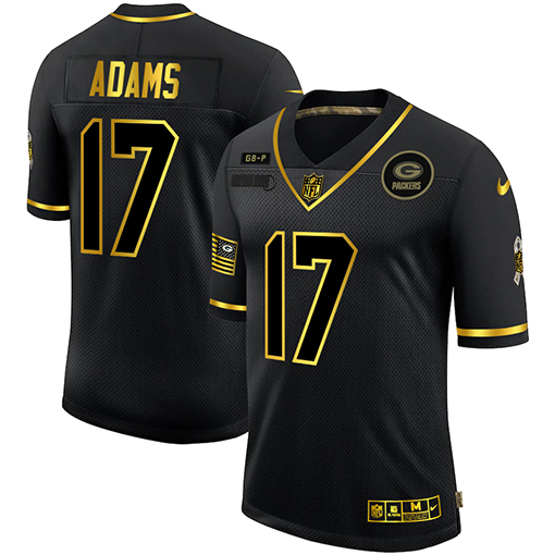 Green Bay Packers #17 Davante Adams Men's 2020 Salute To Service Golden Limited Jersey Black