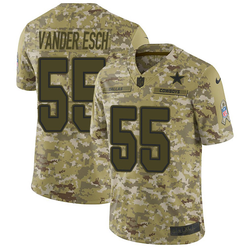Cowboys #55 Leighton Vander Esch Camo Youth Stitched Limited 2018 Salute To Service Jersey