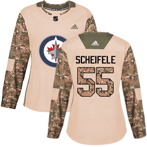Adidas Winnipeg Jets #55 Mark Scheifele Camo Authentic 2017 Veterans Day Women's Stitched Jersey Womens