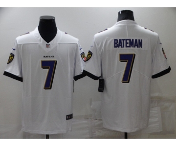 Men's Youth Women Baltimore Ravens #7 Rashod Bateman White 2022 Vapor Untouchable Stitched Limited Jersey